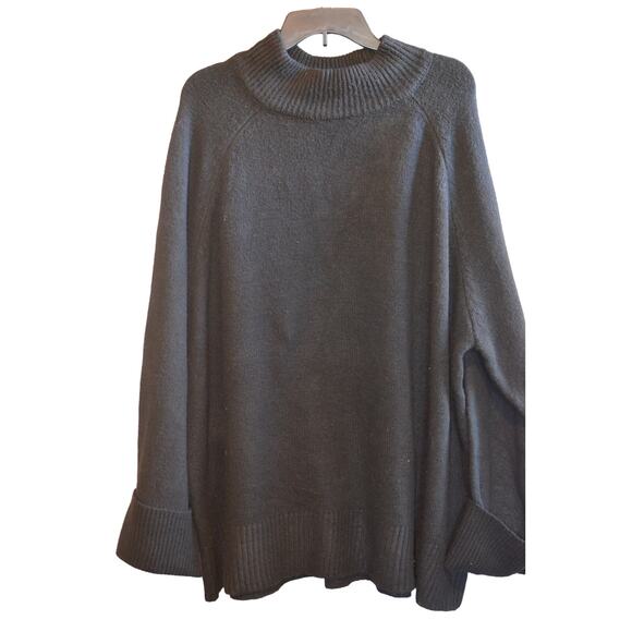 And Now This Sweaters - And Now This Juniors Black Chunky Knit Mock Neck Cuff Sleeve Sweater, Size 3X